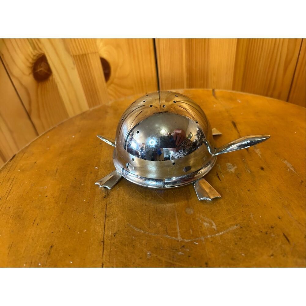 1970's Chrome MOCK TURTLE by IRVINWARE Figural Toothpick Hors D' Oeuvre SERVER (